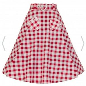 Collectif Mainline Violetta Vintage Red Gingham Skirt Only